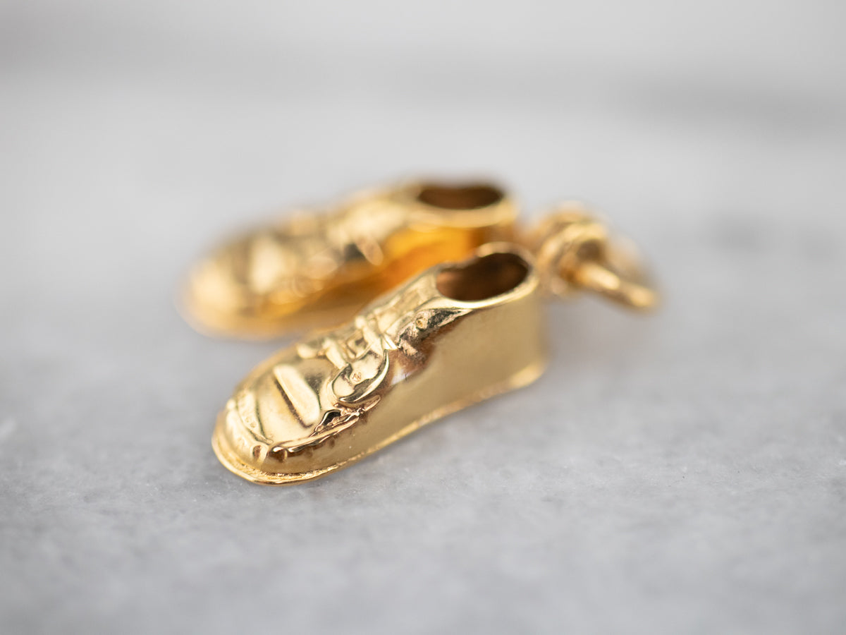 Vintage Gold Suede Shoes Charm - Market Square Jewelers