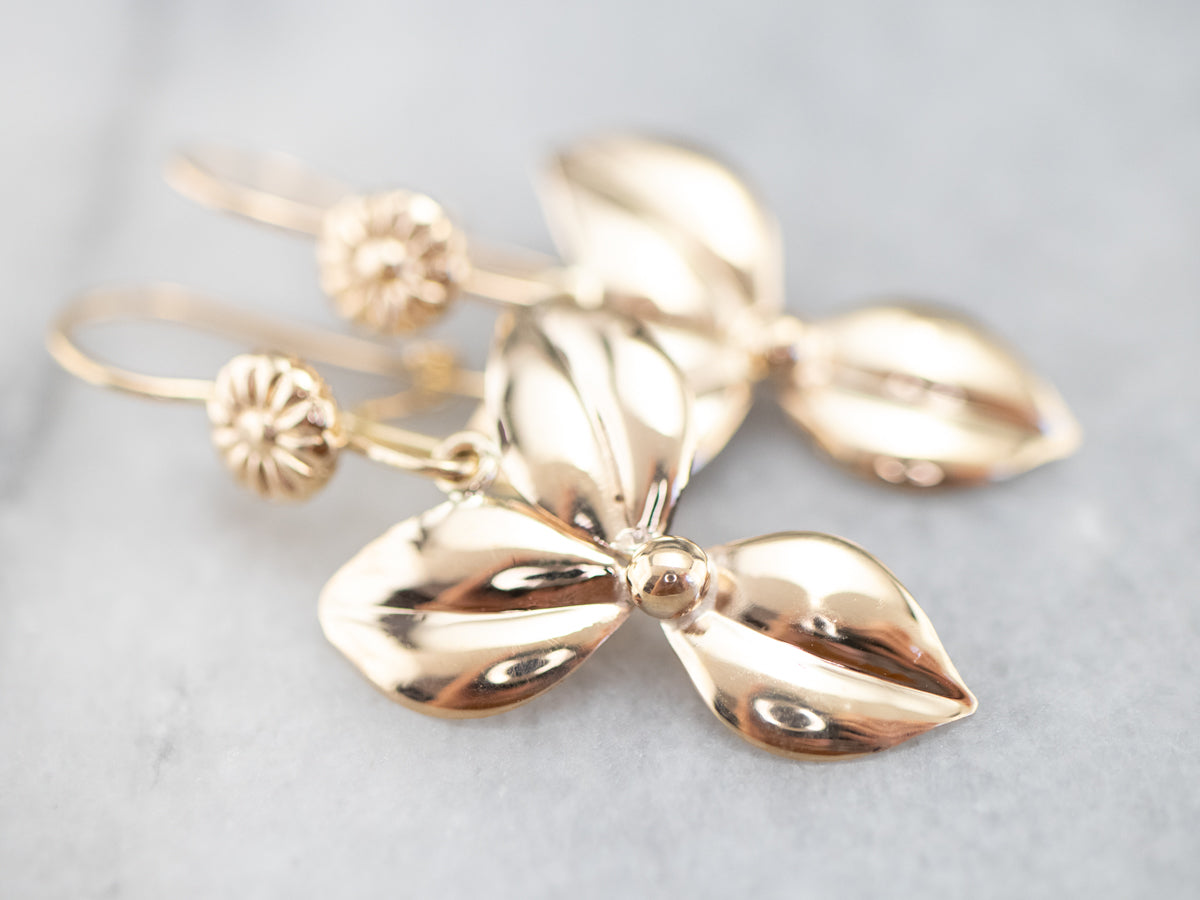 Gold Flower Drop Earrings