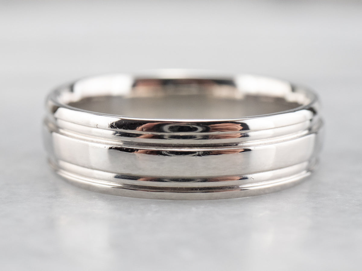 Grooved Platinum Wedding Band