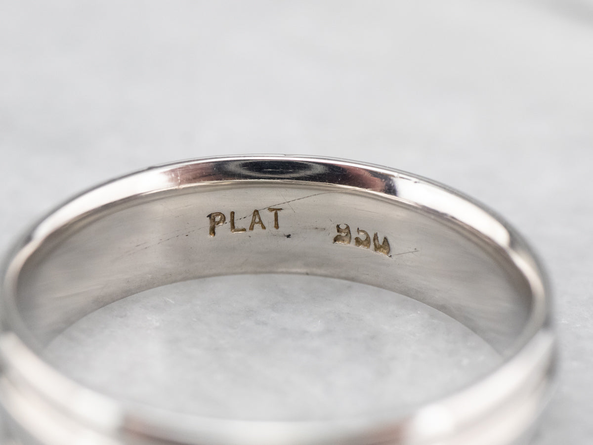 Grooved Platinum Wedding Band