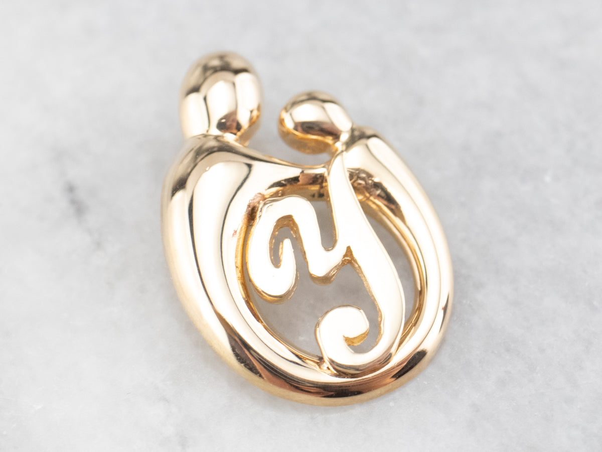 Gold Mother and Child "Y" Pendant