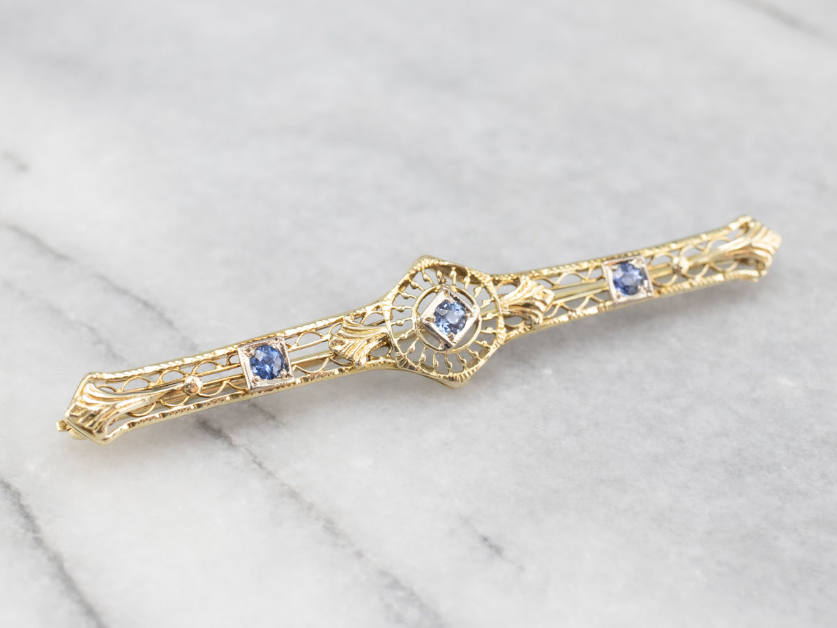 Art Nouveau Era Sapphire Bar Pin