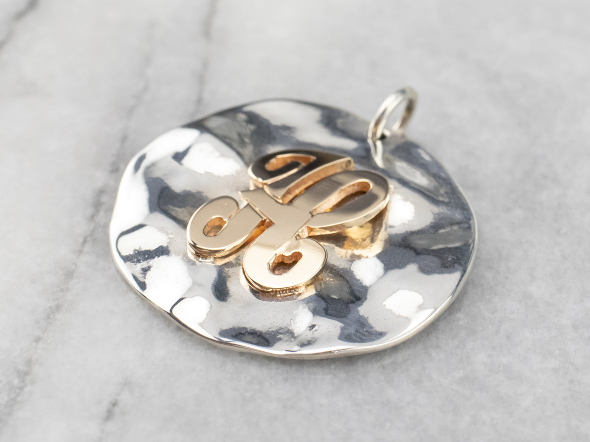 Sterling Silver and Gold "H" Initial Pendant