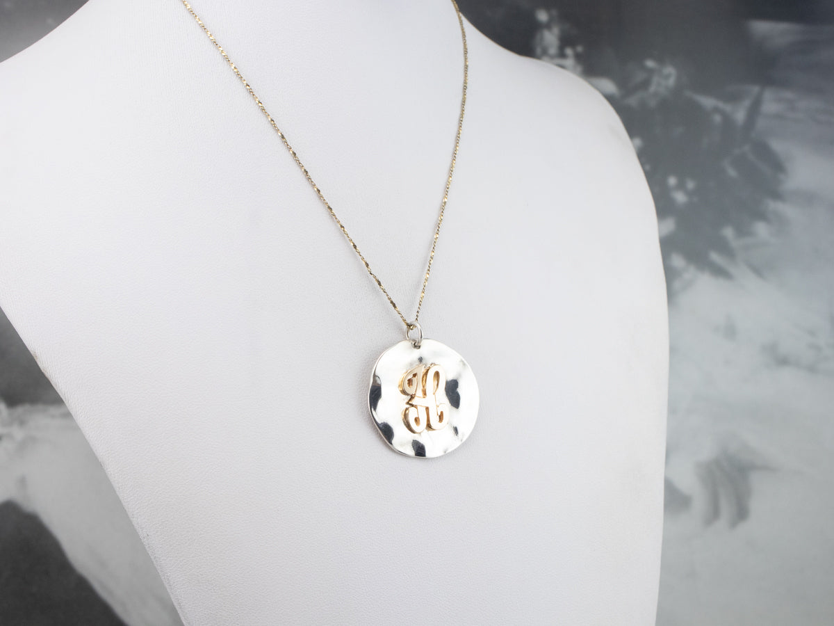 Sterling Silver and Gold "H" Initial Pendant