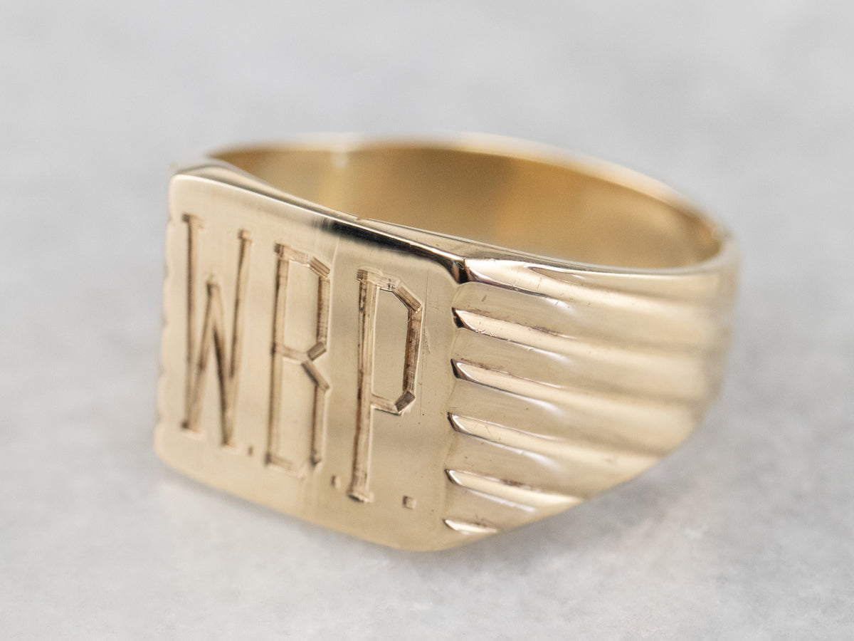 Gold "WBP" Monogram Signet Ring