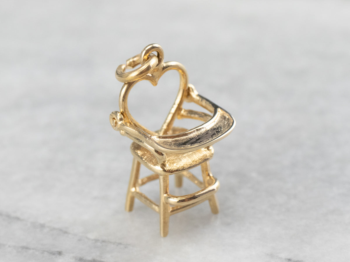 14K Gold Heart High Chair Charm