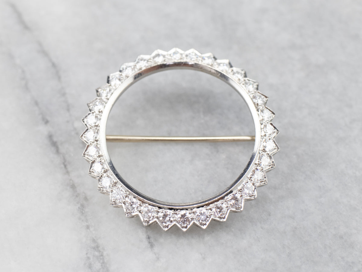 White Gold Vintage Diamond Circle Pin