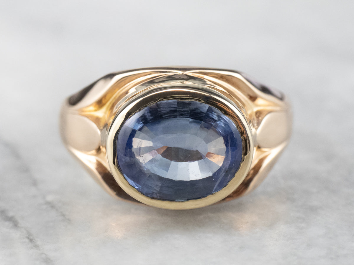 Bezel Set Sapphire Gold East to West Statement Ring