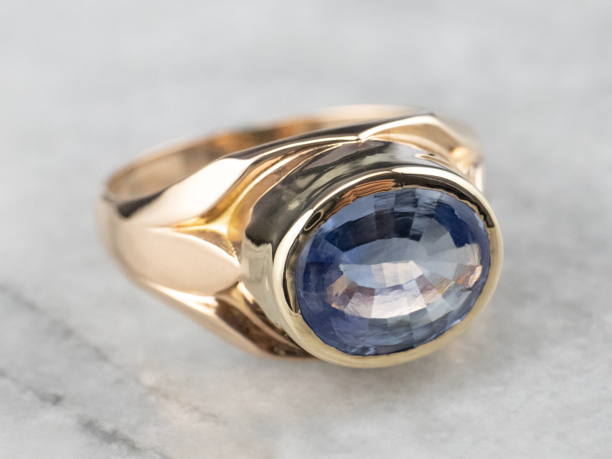 Bezel Set Sapphire Gold East to West Statement Ring