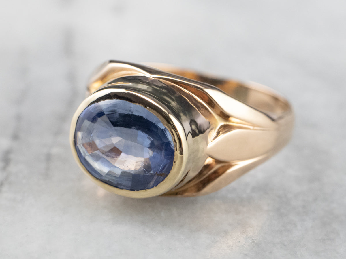 Bezel Set Sapphire Gold East to West Statement Ring