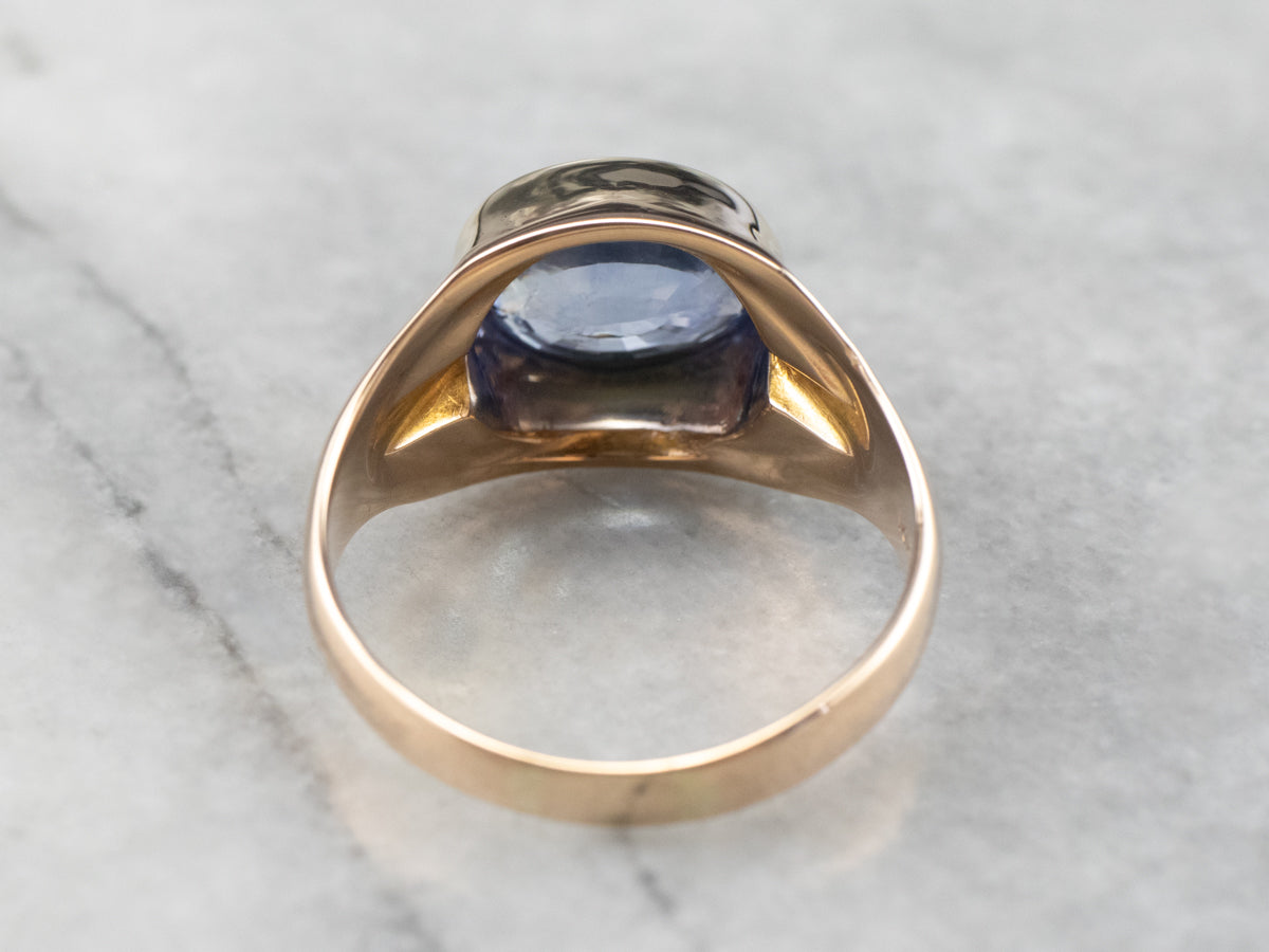 Bezel Set Sapphire Gold East to West Statement Ring