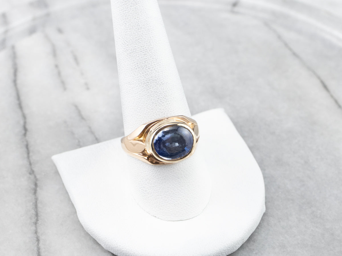 Bezel Set Sapphire Gold East to West Statement Ring