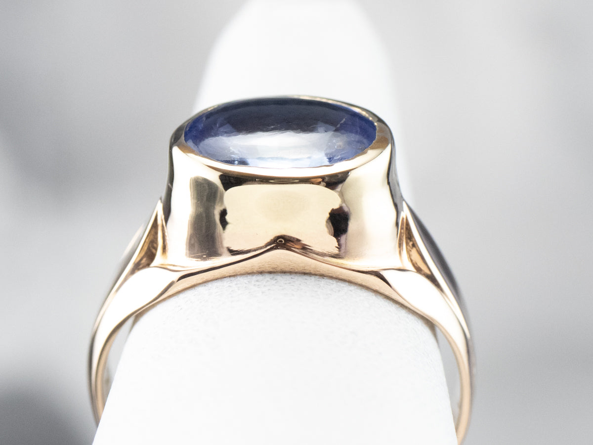 Bezel Set Sapphire Gold East to West Statement Ring