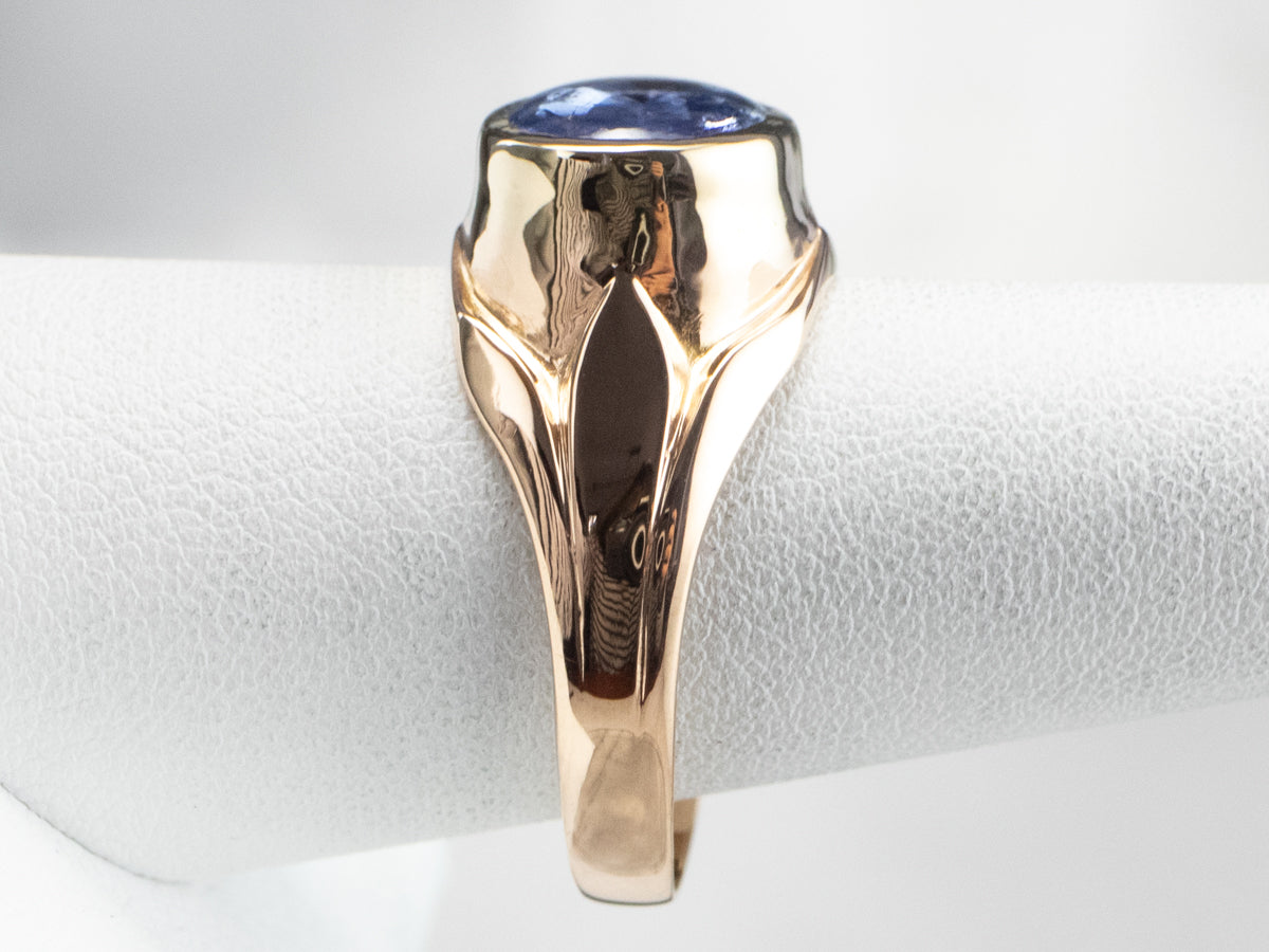 Bezel Set Sapphire Gold East to West Statement Ring