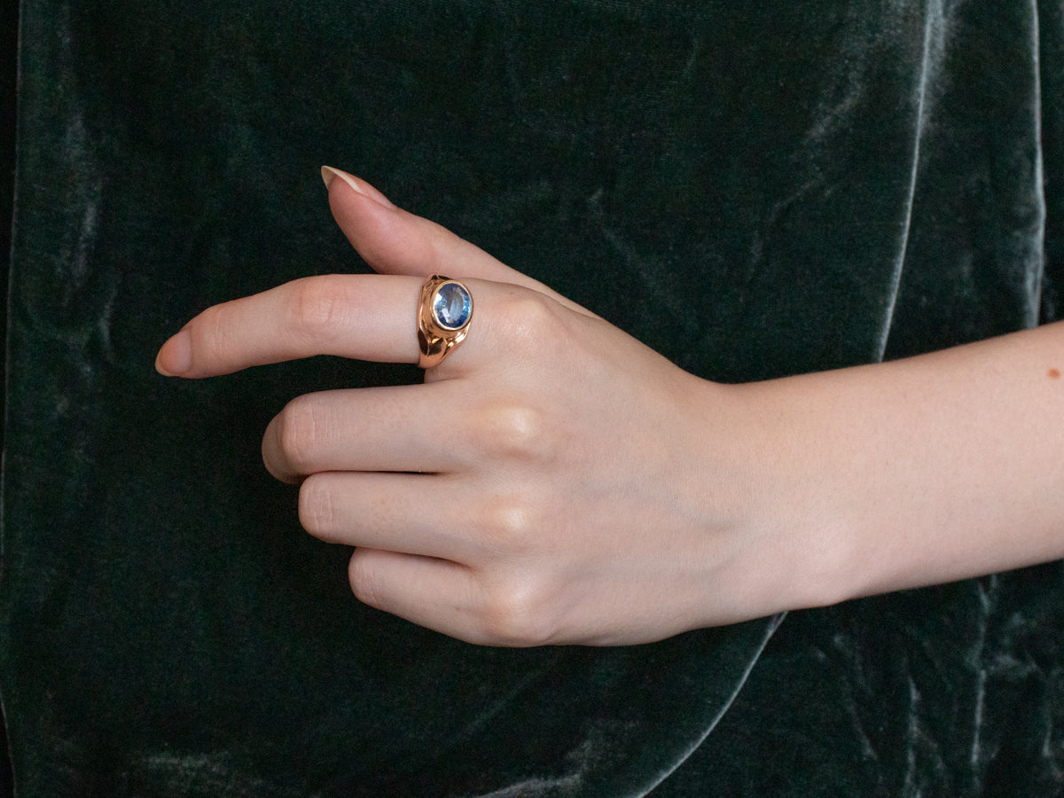 Bezel Set Sapphire Gold East to West Statement Ring