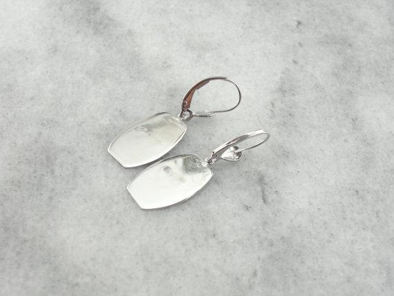 White Gold Drop Earrings with Shining Polish