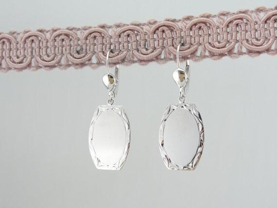 White Gold Drop Earrings with Shining Polish