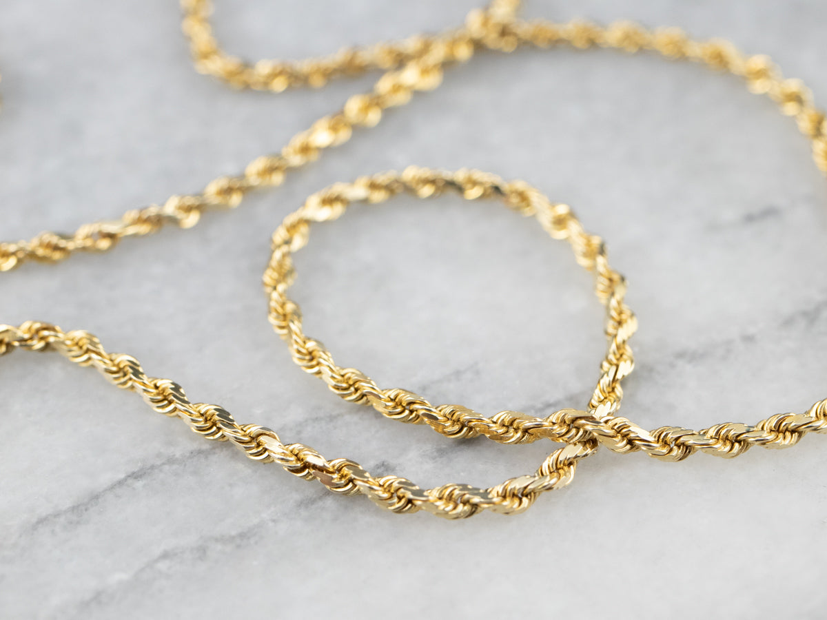 14K Real Yellow Gold Twisted Rope Chain Necklace for Women