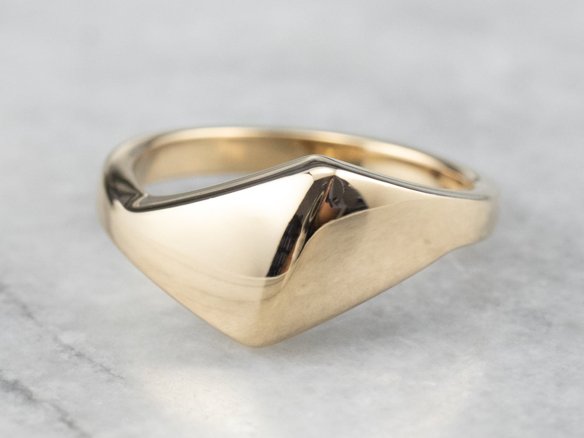 Modernist Tapered 14K Gold Band Ring