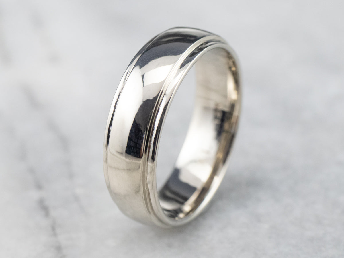 Unisex 14 Karat White Gold Wedding Band