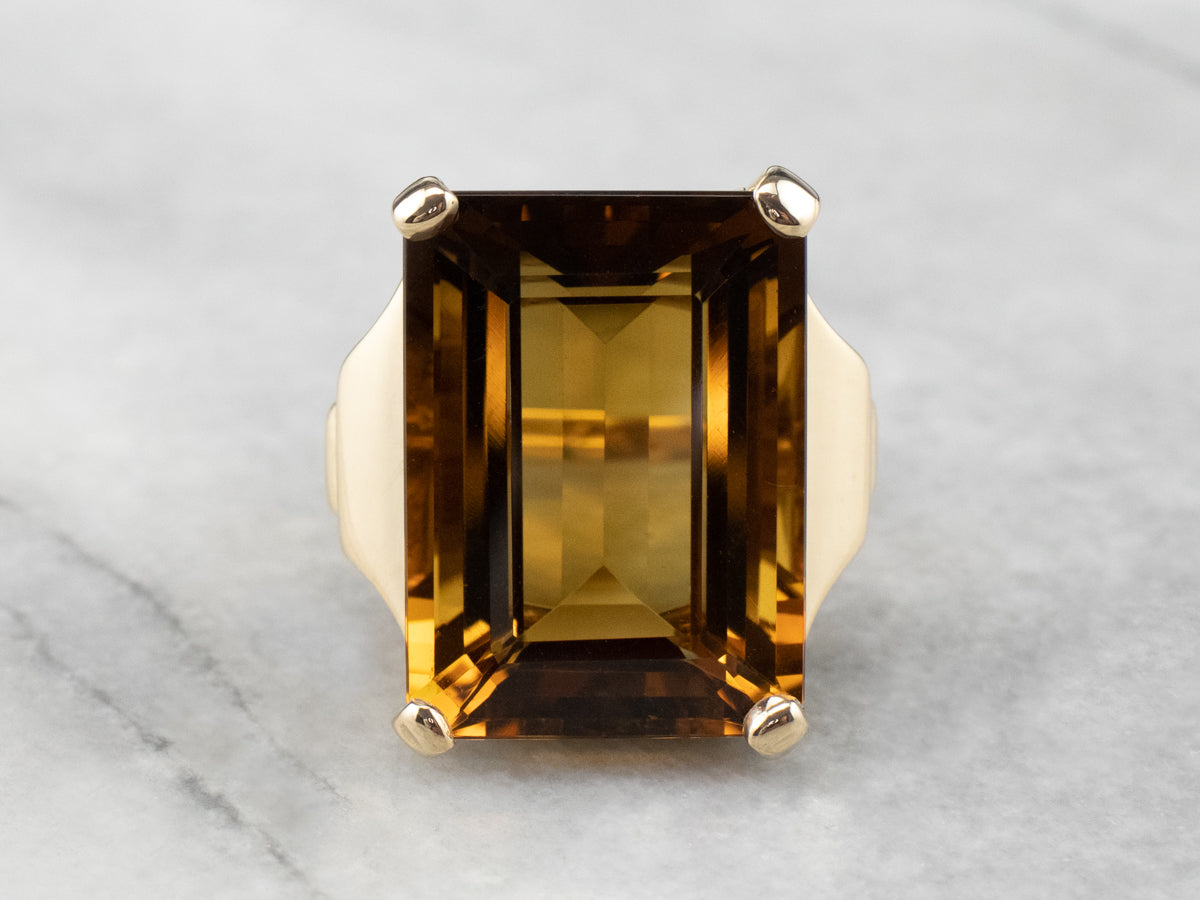 Smoky Quartz Gold Cocktail Ring