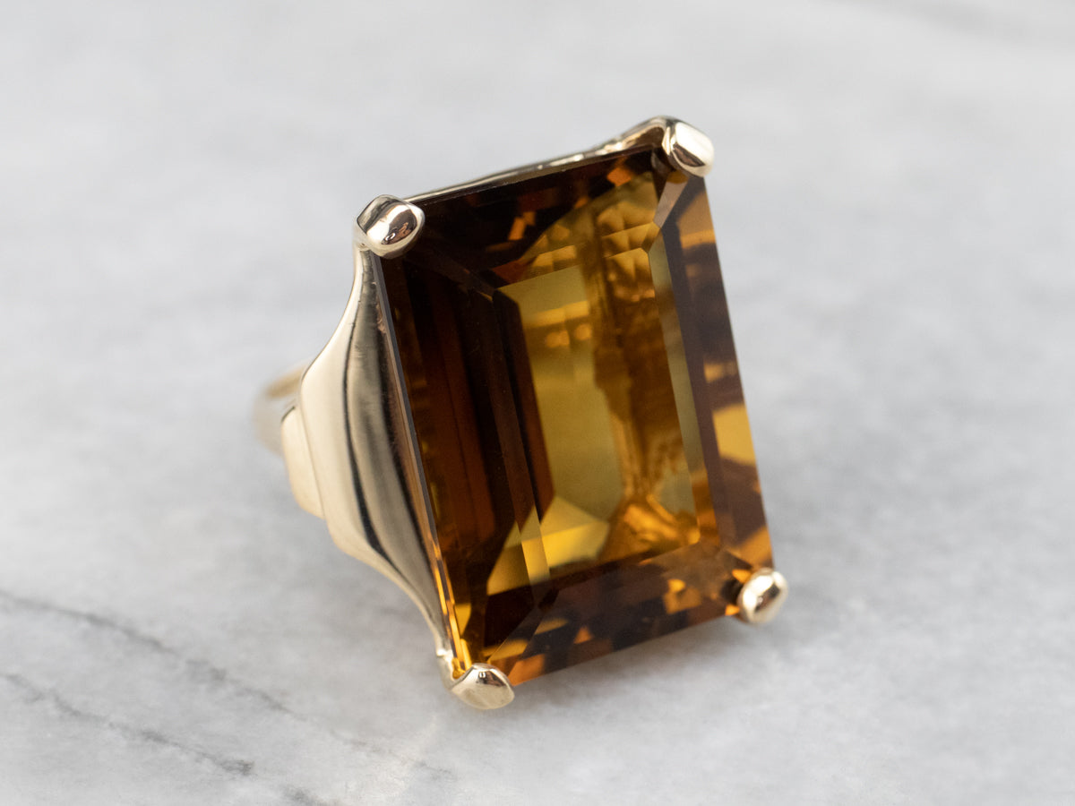 Smoky Quartz Gold Cocktail Ring