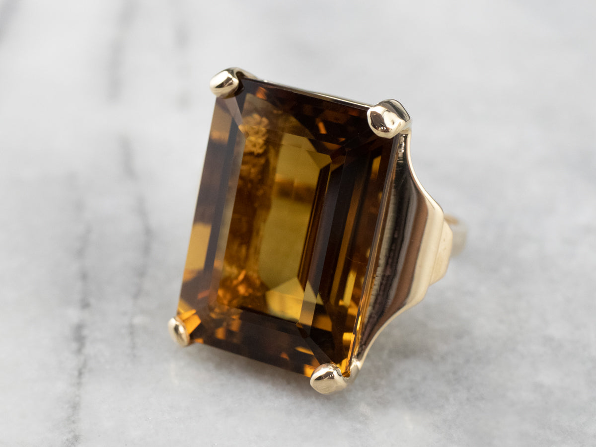 Smoky Quartz Gold Cocktail Ring