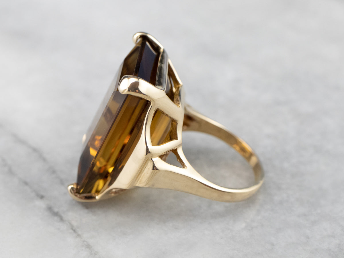 Smoky Quartz Gold Cocktail Ring