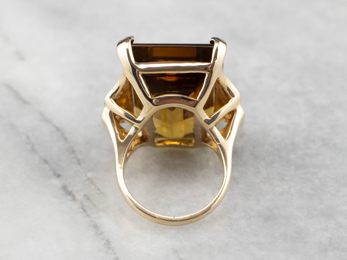 Smoky Quartz Gold Cocktail Ring