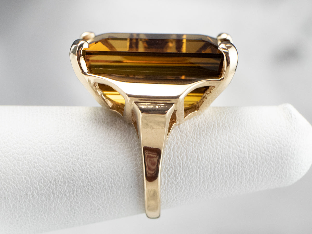 Smoky Quartz Gold Cocktail Ring