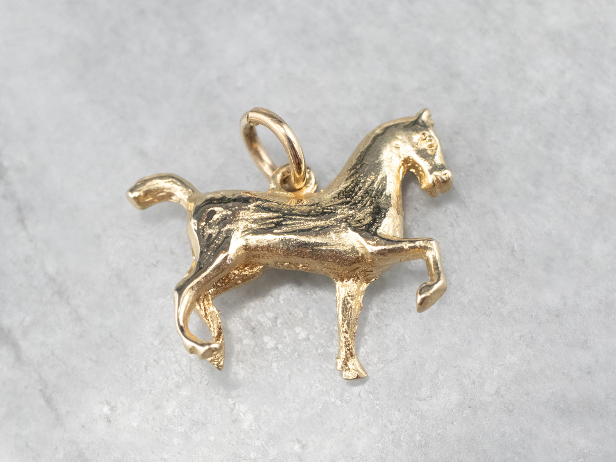 14K Gold Trotting Horse Charm