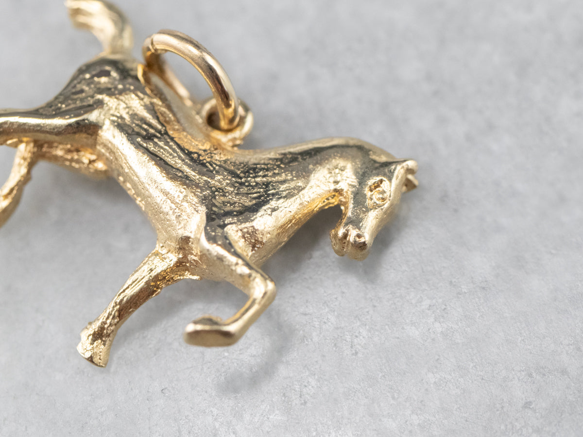 14K Gold Trotting Horse Charm