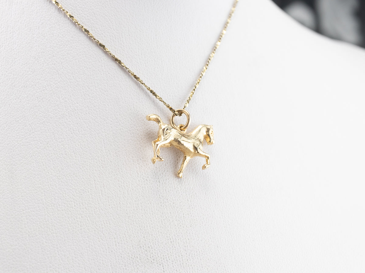 14K Gold Trotting Horse Charm