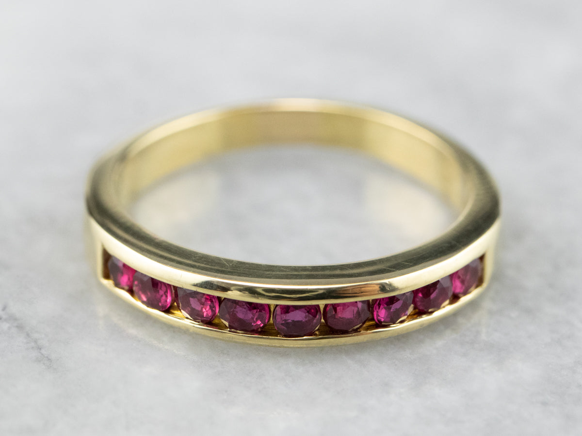 Fine 18K Yellow Gold Ruby Band