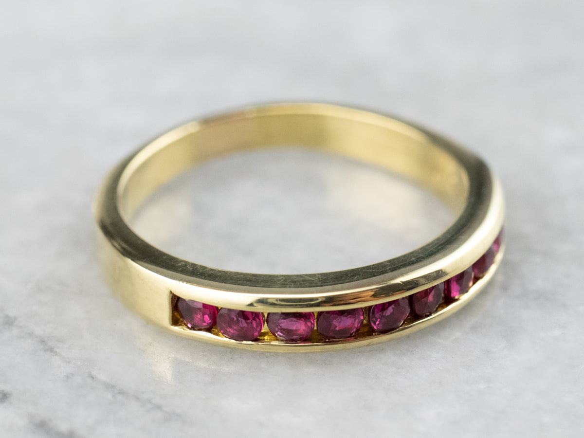 Fine 18K Yellow Gold Ruby Band