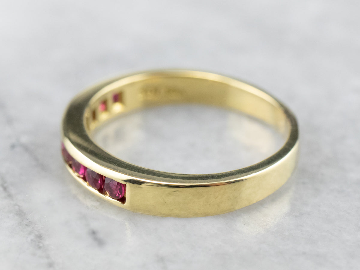 Fine 18K Yellow Gold Ruby Band