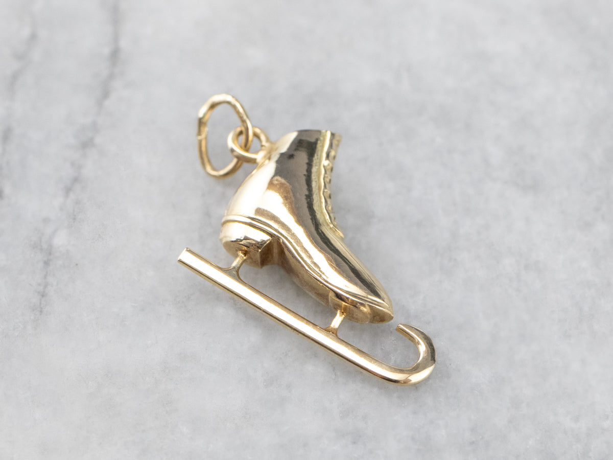 Vintage 14K Gold Ice Skate Charm