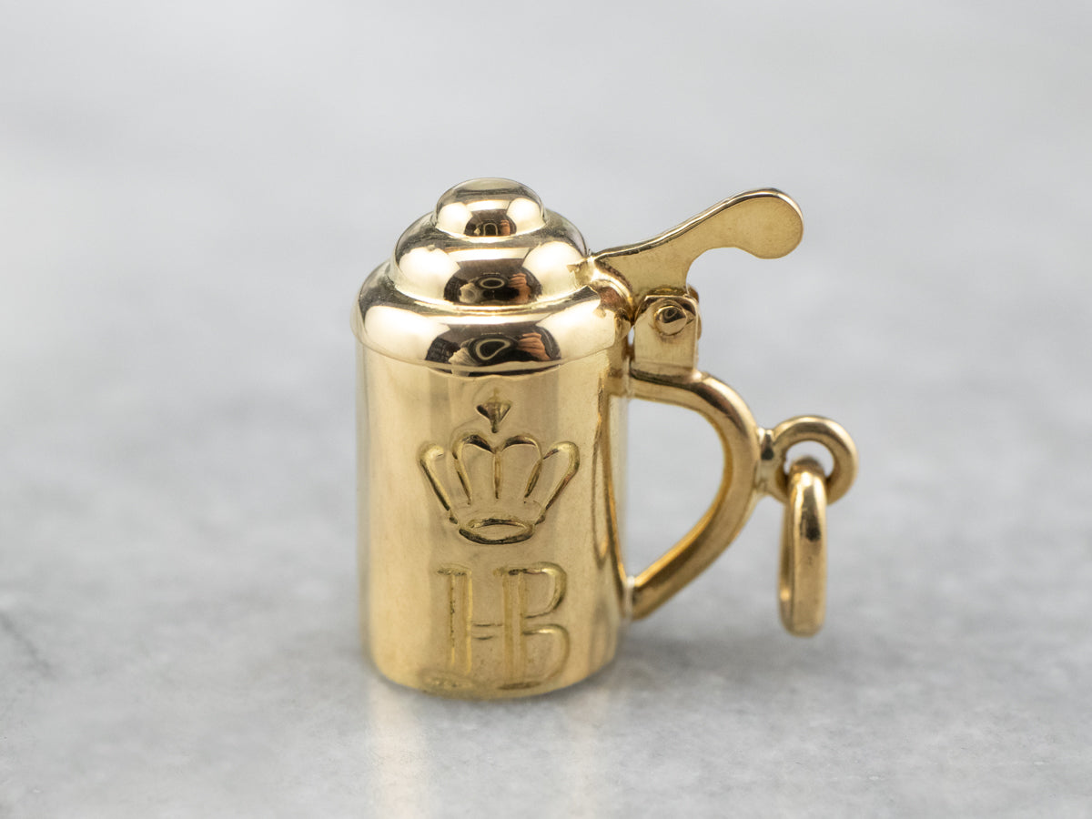 Vintage 18K Gold Beer Stein Charm