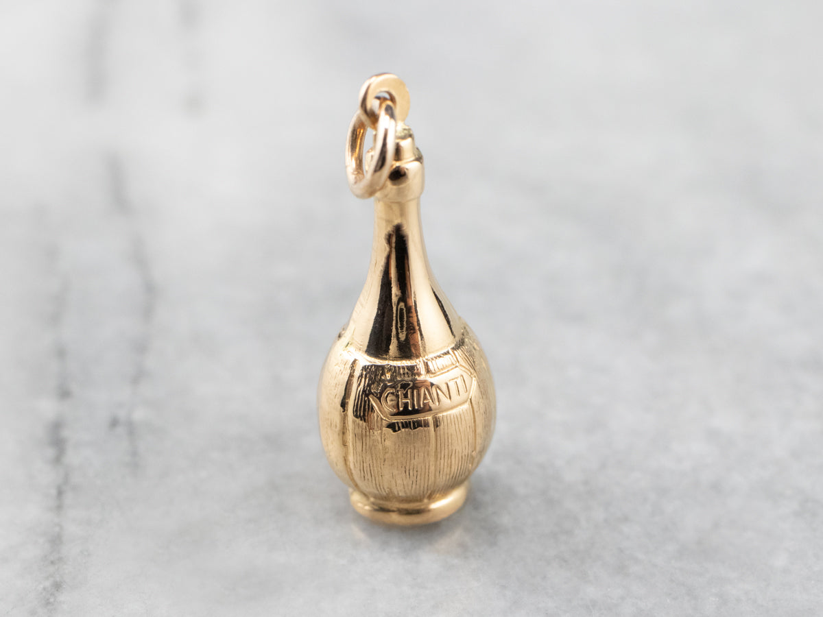 18K Gold Italian Chianti Bottle Charm