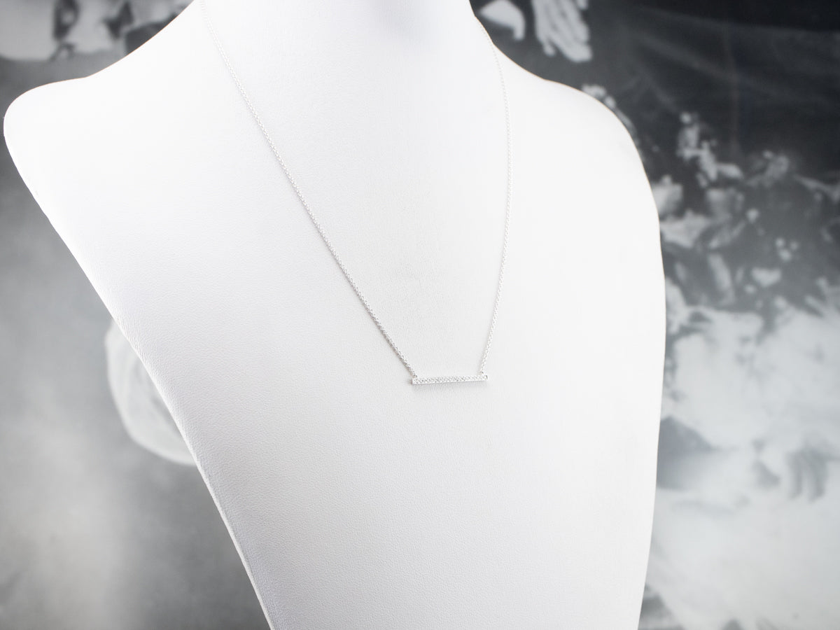 Sleek White Gold Diamond Bar Necklace