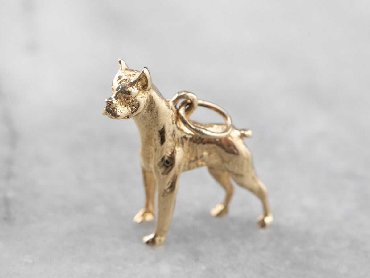 Vintage Gold Boxer Dog Charm