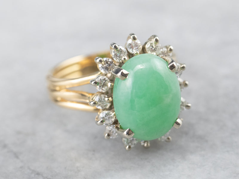 Vintage Jade and Diamond Halo Ring - Market Square Jewelers