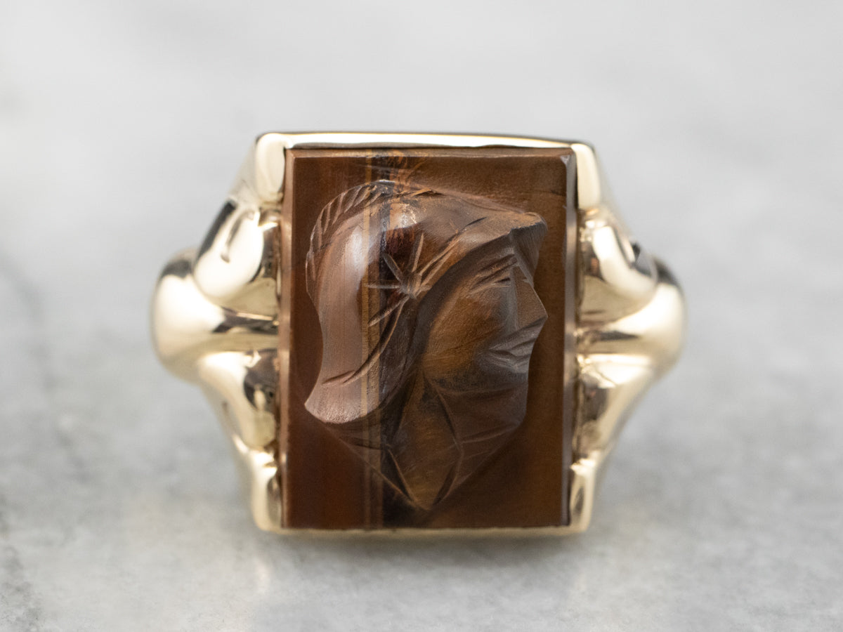 Men&#39;s Tiger&#39;s Eye Intaglio Ring