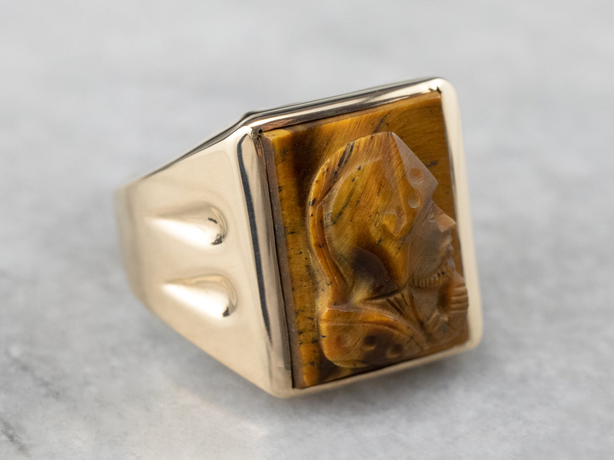 Men's Tiger's Eye Cameo Statement Ring