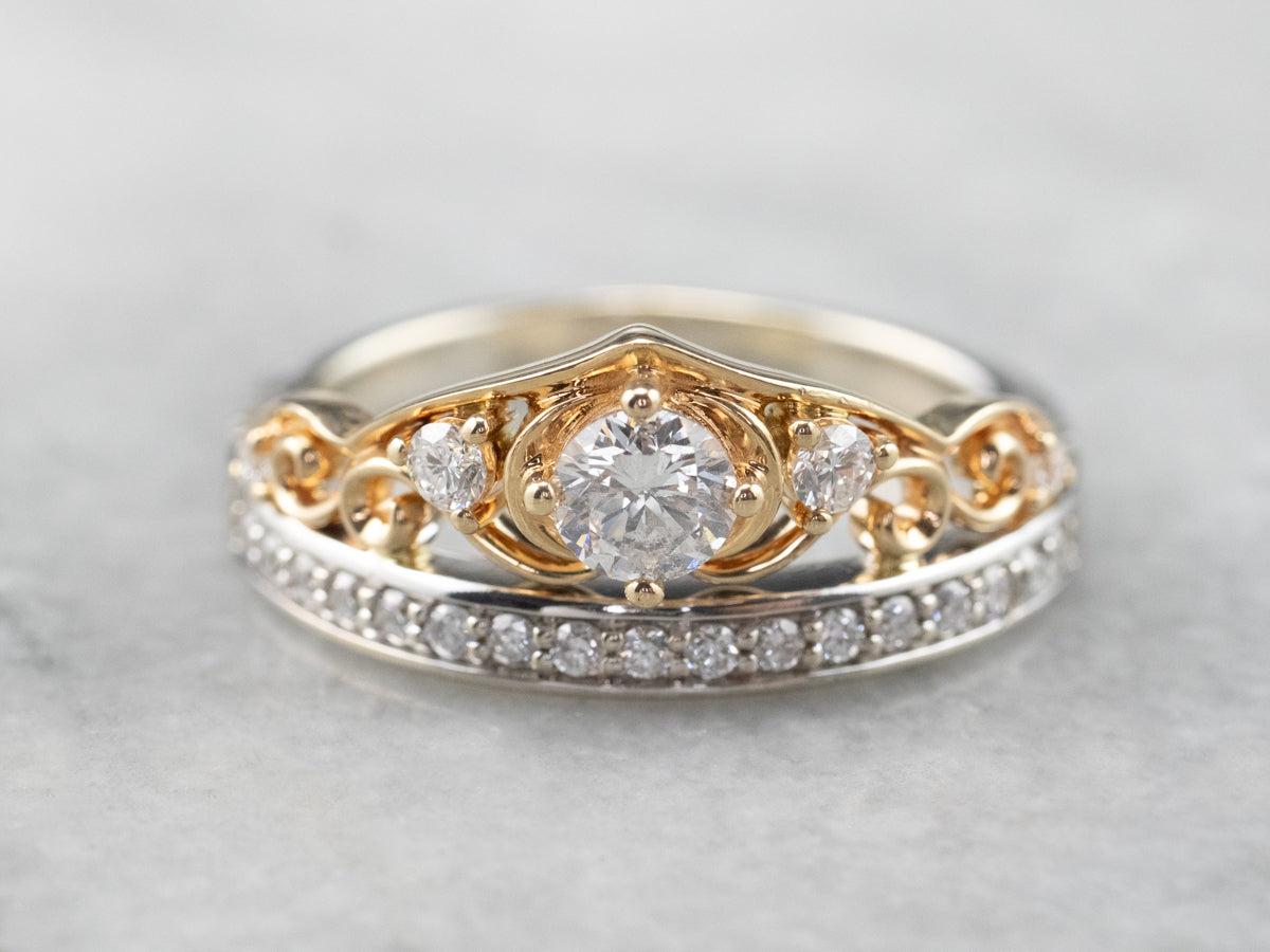 Two Tone Gold Diamond Anniversary Ring