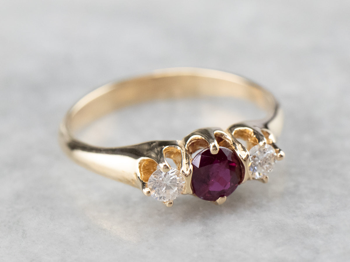 Yellow Gold Ruby and Diamond Ring