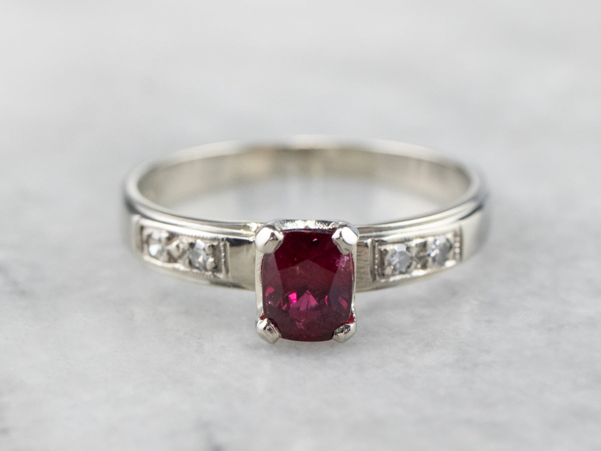 Ruby Diamond White Gold Engagement Ring