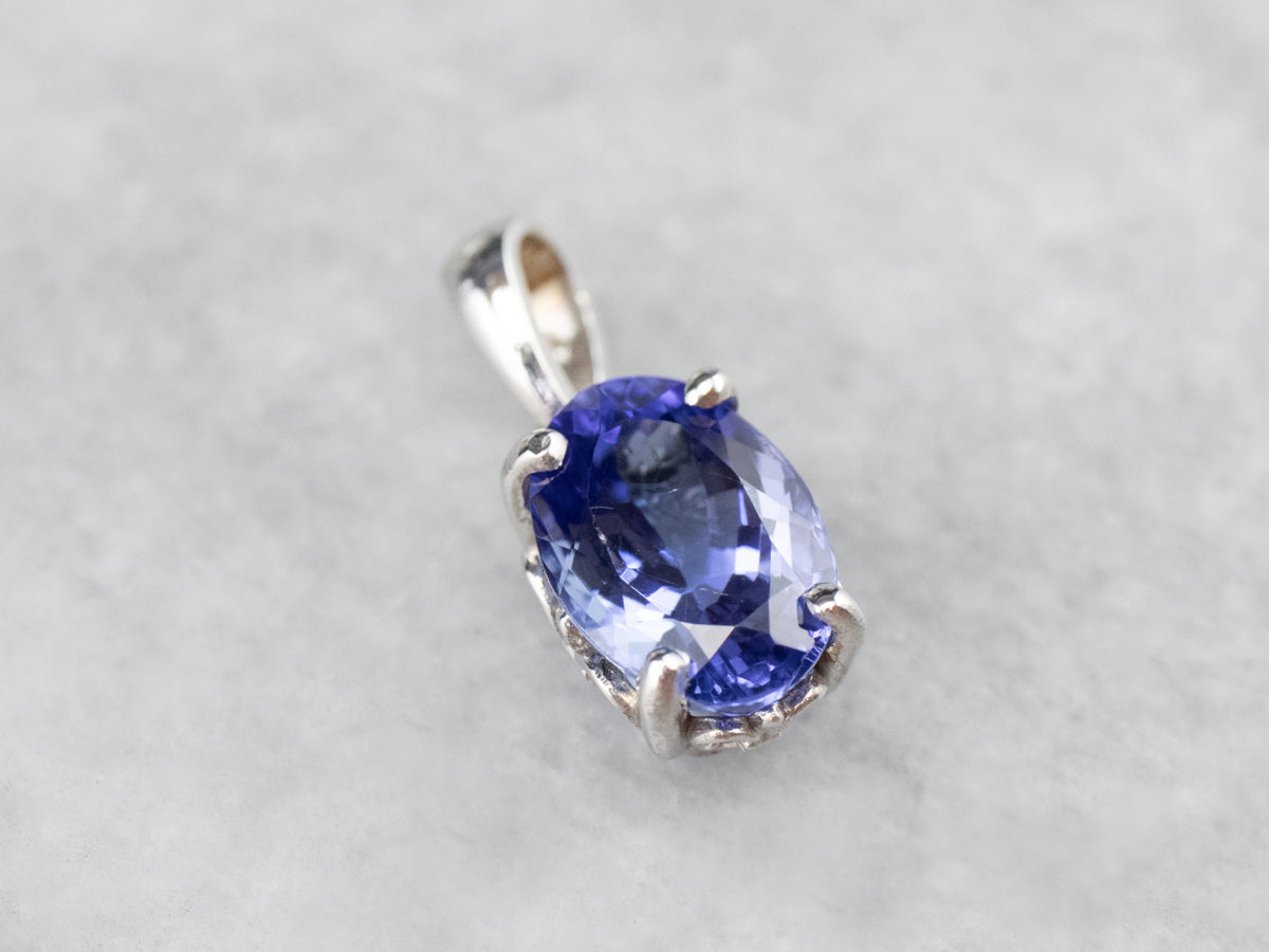 White Gold Tanzanite Solitaire Pendant