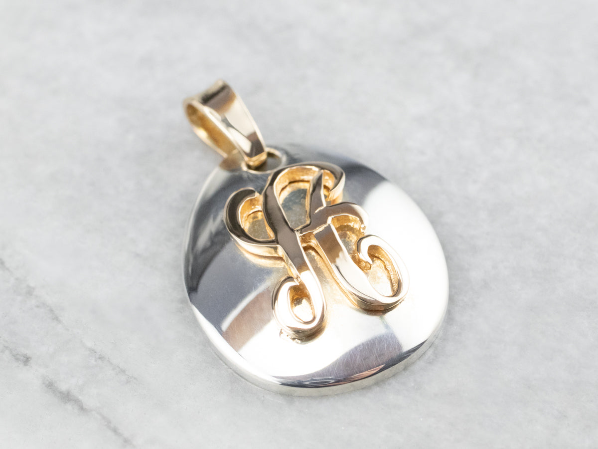 Mixed Metal &quot;A&quot; Monogram Medal Pendant