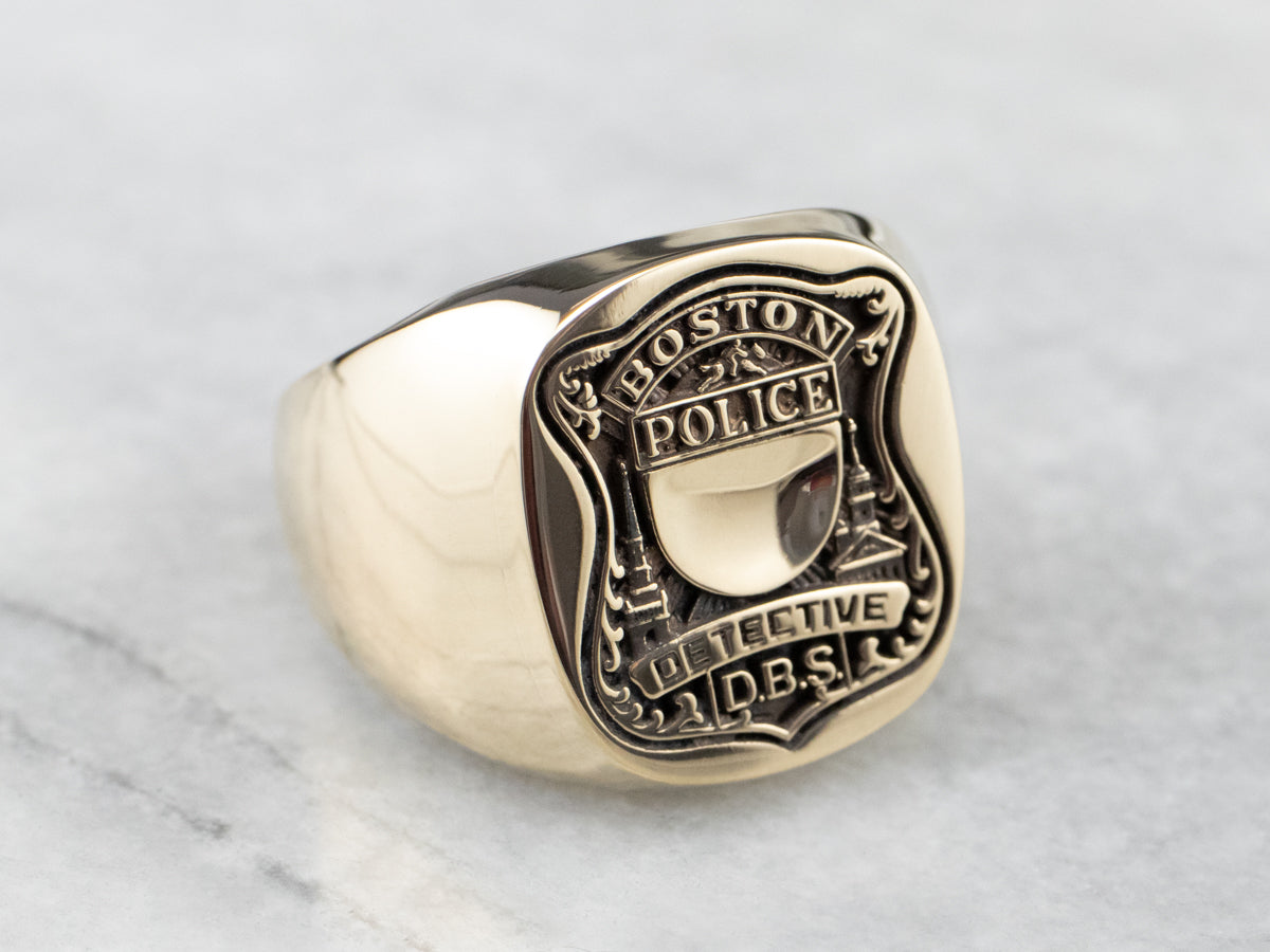 Boston Police Detective Gold Signet Ring